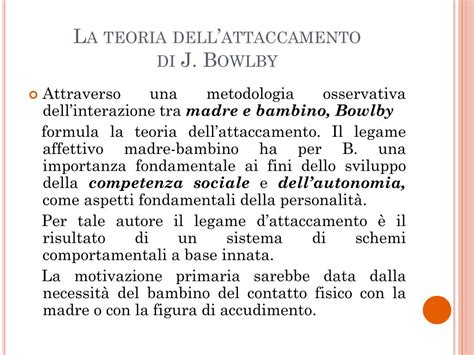 Schema della teoria dell'attaccamento di Bowlby