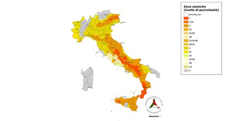 Mappa sismica con zone a rischio evidenziate