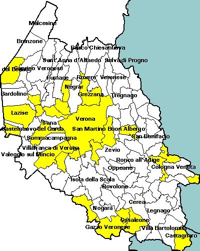 Mappa della provincia di Verona con Legnago evidenziata