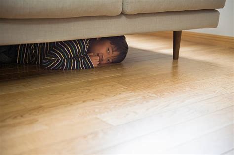 Illustrazione di un bambino che si nasconde dall'abbaiare di un cane
