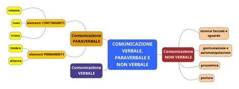 Schema che illustra le diverse componenti della comunicazione: verbale, non verbale, pragmatica