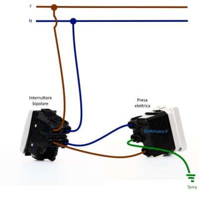 Diagramma di collegamento di un interruttore bipolare a una presa