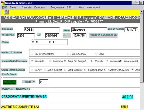 Schema della Scheda di Dimissione Ospedaliera (SDO)