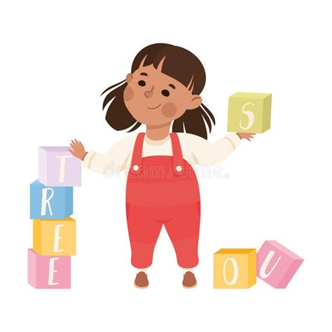 Illustrazione di un bambino che gioca con blocchi colorati