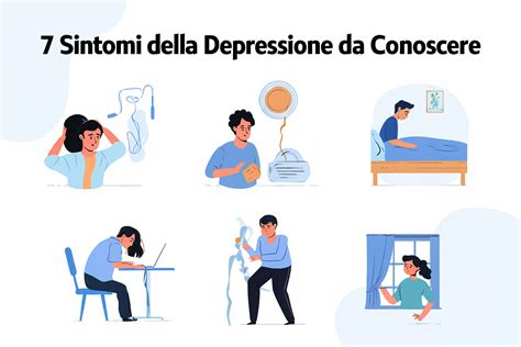 Illustrazione che mostra diversi sintomi fisici e psicologici della depressione