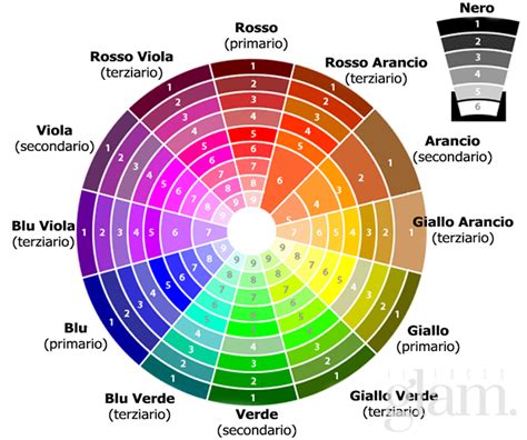 Ruota dei colori con diverse tonalità