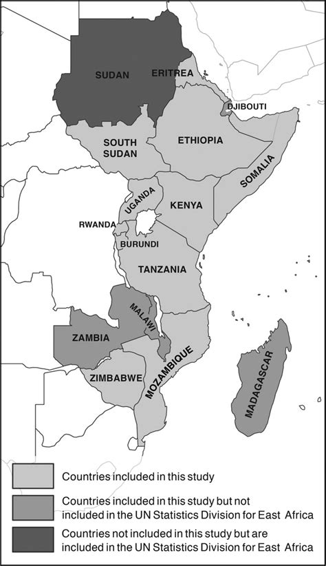 Map showing the 5 countries included in the study