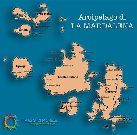 Mappa dell'arcipelago de La Maddalena con evidenziata l'isola principale