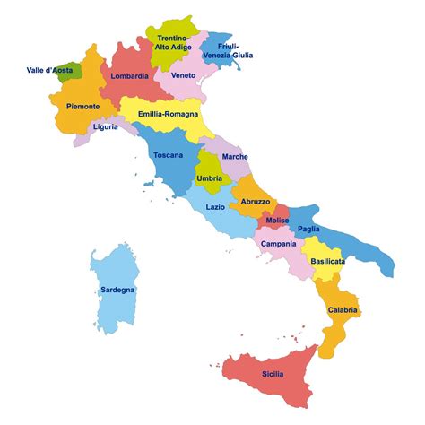 Mappa dell'Italia con evidenziate le regioni con alta concentrazione di TNPEE