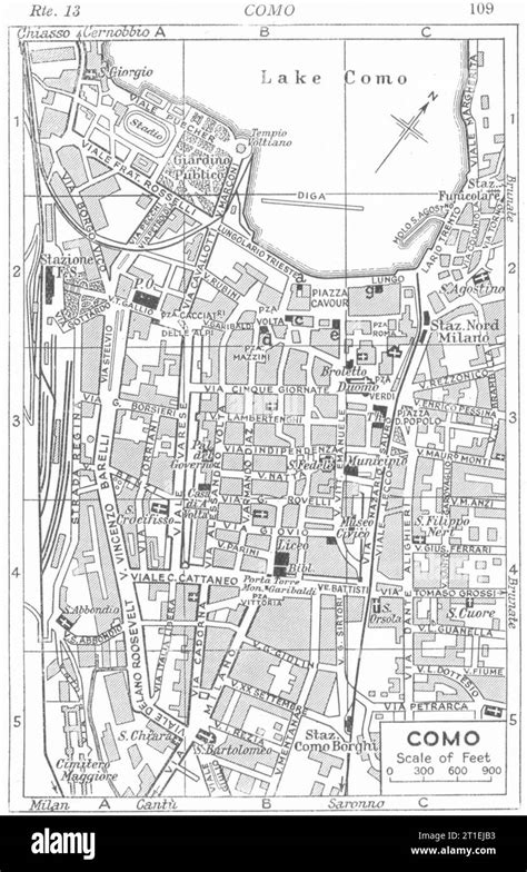 Una mappa della città di Como con evidenziata la zona di San Rocco