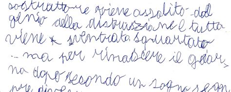 esempio di scrittura disgrafica con lettere di dimensioni diverse