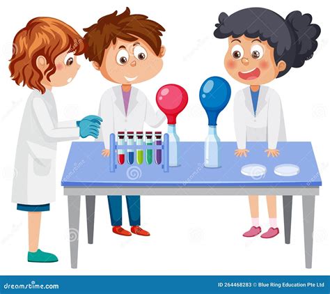 Illustrazione di bambini che partecipano attivamente a un esperimento scientifico.