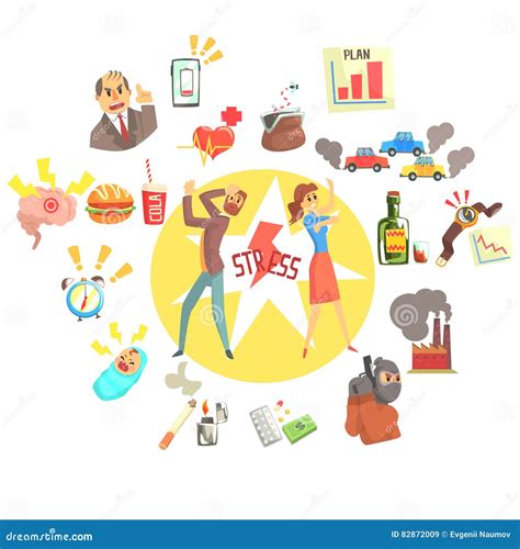 Illustrazione che mostra i principali fattori di stress nella vita quotidiana