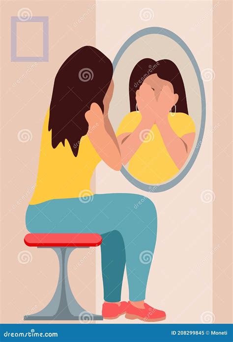 Adolescente che guarda nello specchio con espressione confusa