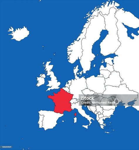 Mappa dell'Europa con evidenziata l'Italia e la Francia