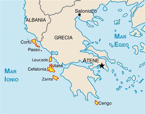 Mappa delle Isole Ionie