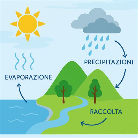 Esempio di diagramma che illustra il ciclo dell'acqua