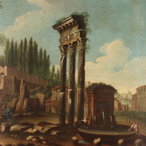 Paesaggio romantico con rovine e figura solitaria