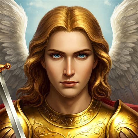 Immagine simbolica dell'Arcangelo Michele con ali luminose e spada di luce