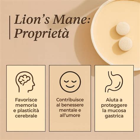 Schema che illustra i benefici specifici di Lion's Mane e Reishi