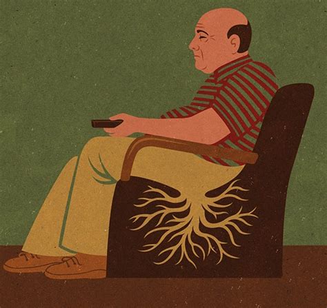 Illustrazione di John Holcroft che rappresenta un uomo alienato immerso in simboli di consumo