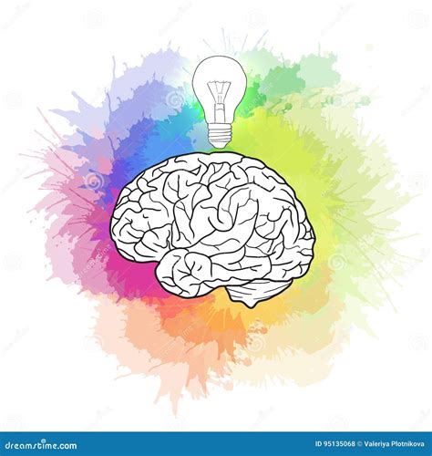 Illustrazione di un cervello umano con ingranaggi e lampadine