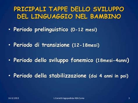 Grafico delle tappe di sviluppo del linguaggio