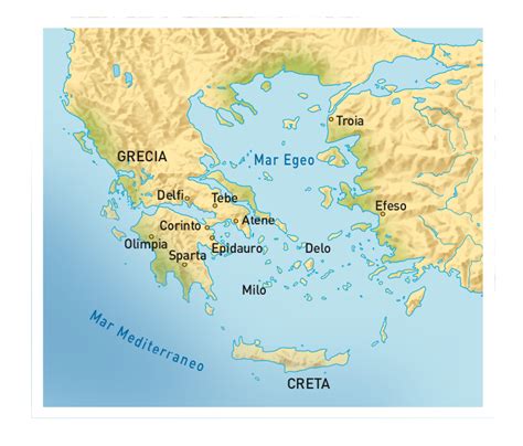 Mappa dell'antica Grecia con Atene evidenziata