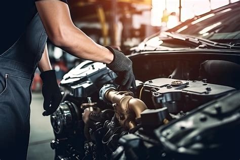 Meccanico che lavora su un'auto con strumento diagnostico