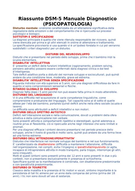Schema diagnostico DSM-5