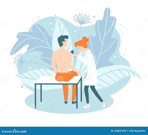 Illustrazione di una commissione medica che esamina un paziente