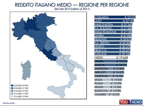mappa Italia con reddito medio psicologi per regione