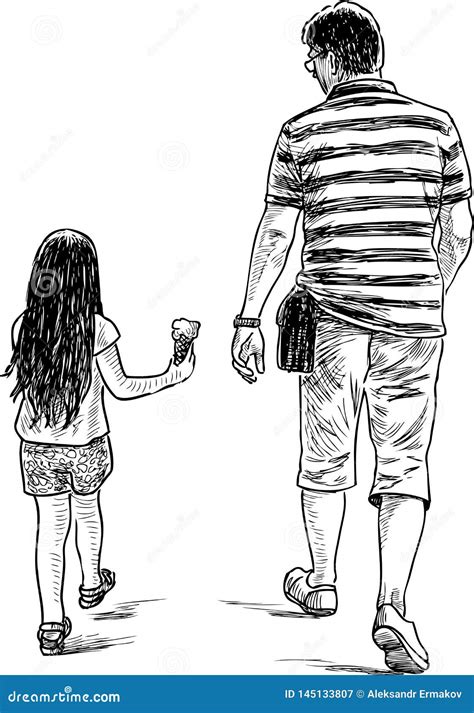 Illustrazione di un padre che gioca con sua figlia in un parco