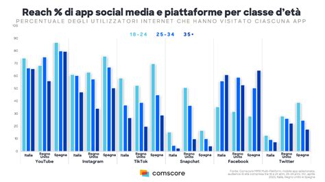 Grafico a torta che mostra l'utilizzo dei social media per fascia d'età