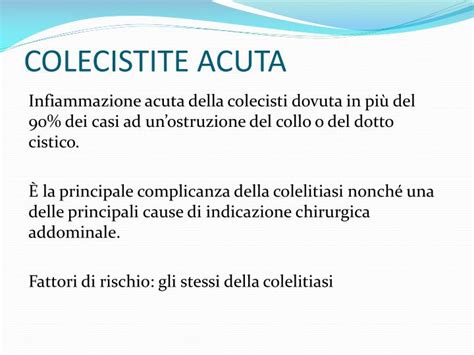Schema delle possibili complicanze della colecistite acuta