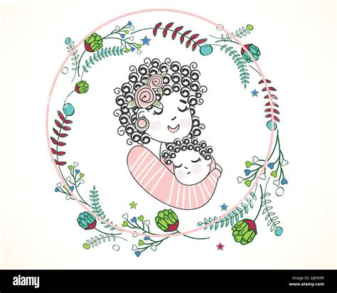 Illustrazione di una madre che abbraccia il suo bambino