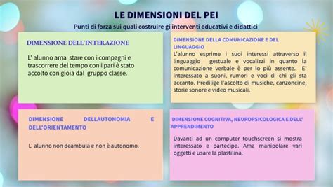 Schema delle 4 dimensioni del PEI