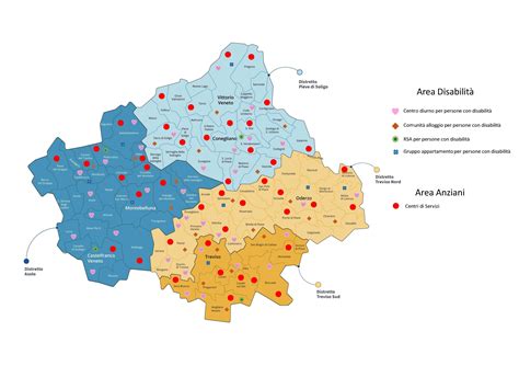 Mappa dei distretti sanitari dell'Azienda Usl di Modena