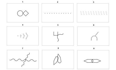 Illustrazione delle nove figure del Bender Gestalt Test