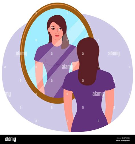 Illustrazione di una persona che si guarda in uno specchio con un'immagine corporea distorta