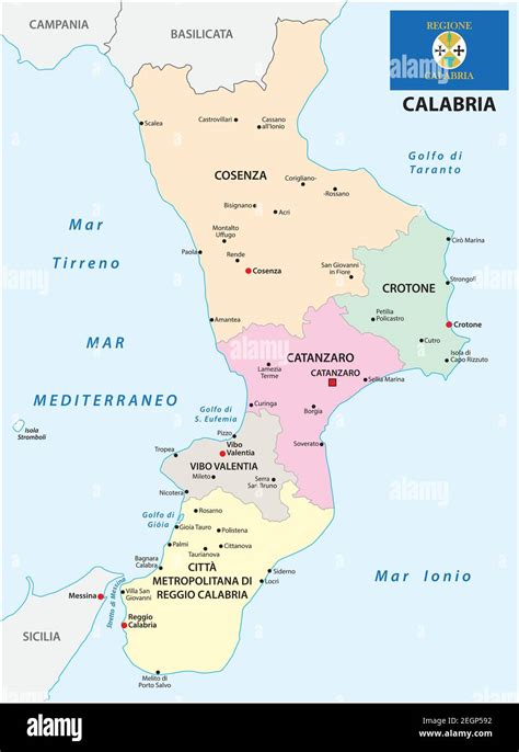 Mappa della Calabria con evidenziata la sede del Master