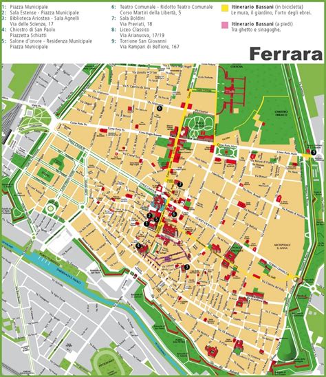 Mappa stilizzata della provincia di Ferrara con i centri NPIA evidenziati