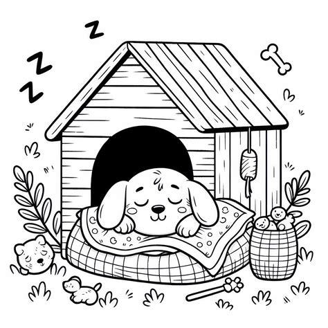 Cane che dorme serenamente in una cuccia