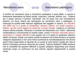Rappresentazione grafica del continuum tra narcisismo sano e patologico