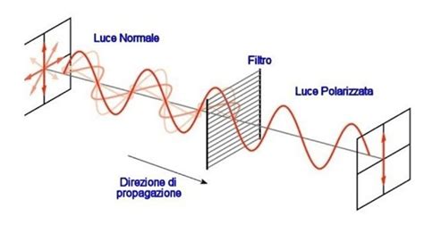 Diagramma della luce polarizzata che attraversa una lente polarizzata