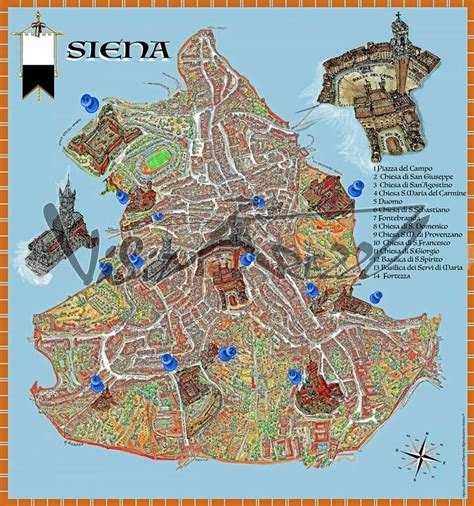Mappa di Siena con evidenziate le zone di interesse per i professionisti della salute mentale