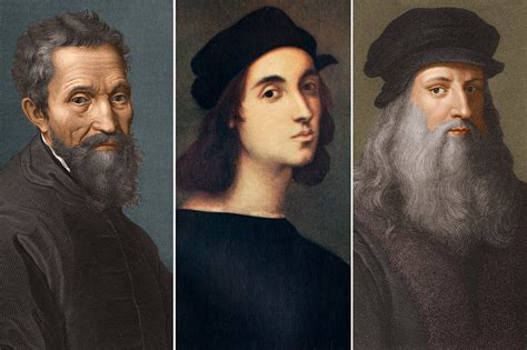 Un collage di ritratti di Leonardo da Vinci, Michelangelo, Van Gogh e Andy Warhol