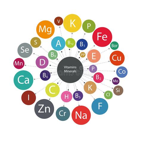 Illustrazione di vitamine e minerali