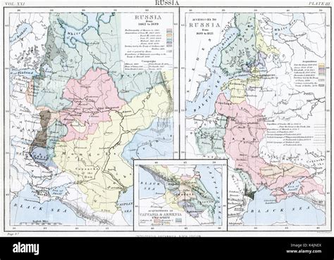 Una mappa della Russia del XIX secolo, evidenziando San Pietroburgo e la Siberia