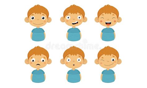 illustrazione di un bambino che mostra diverse espressioni facciali